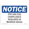 Signmission OSHA Sign, PPE And Esd Required In Marked Areas, 10in X 7in Rigid Plastic, 10" W, 7" H, Landscape OS-NS-P-710-L-17754 - alternate 1
